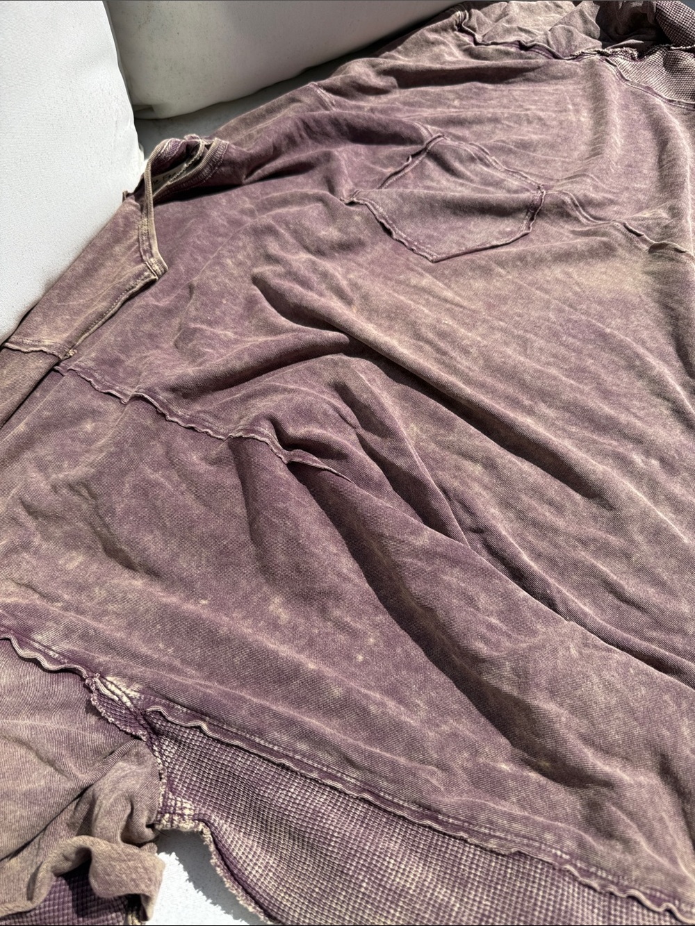 We the Free People Wine Purple & SOFT BROWN ACID wash Sleeve Seamed Boxy - Picture 16 of 17